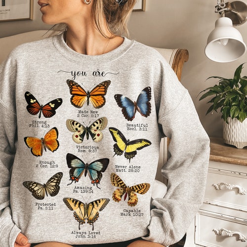 Butterfly Bible Verse Sweatshirt Inspirational Quotes | Etsy