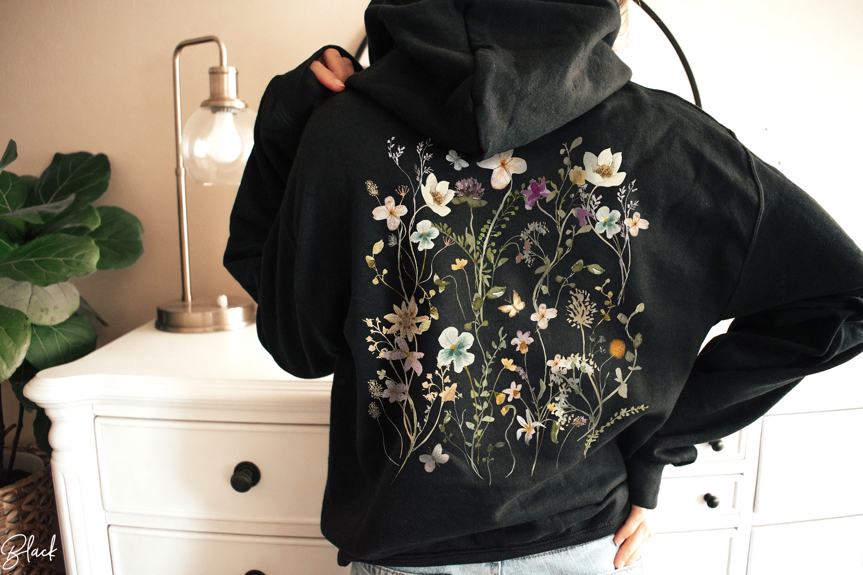 Vintage Pressed Flowers Hooded Sweatshirt, Boho Cottagecore Pastel  Botanical Floral Pullover Fairycore Oversized Wildflowers Crewneck Hoodie -  Etsy