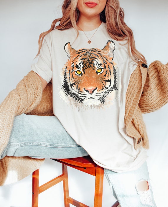 Tiger Graphic Tee Women's Oversized T-shirt Tropical | Etsy