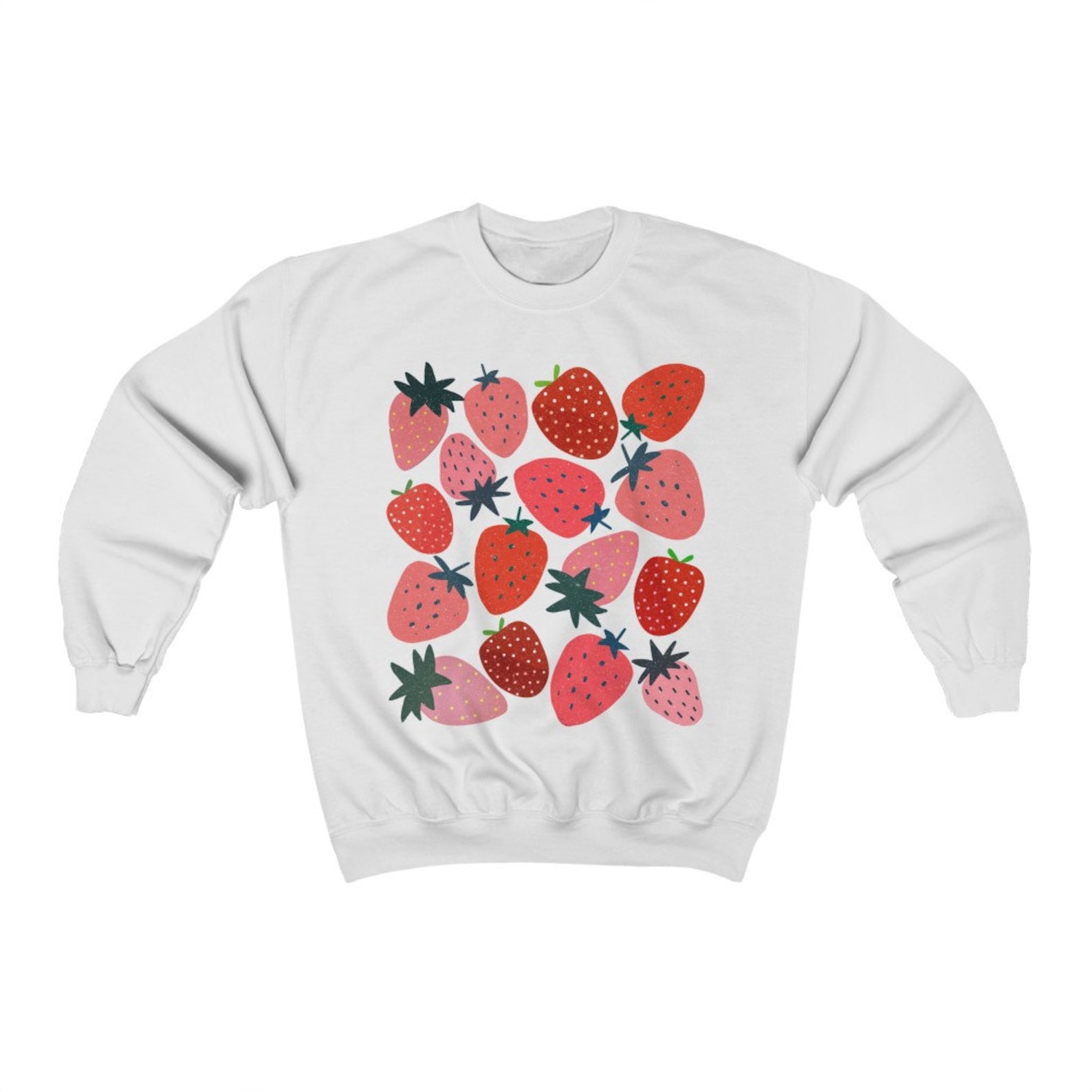 Strawberry Sweatshirt Cute Vintage Fruit Sweater Floral Botanical Top ...