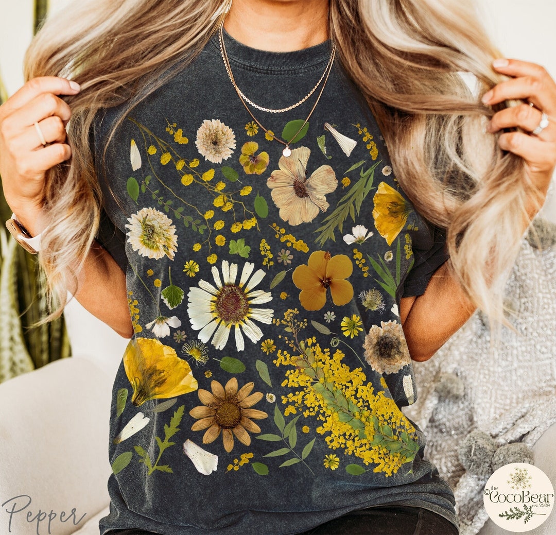 Pressed Flowers Comfort Colors Tshirt Boho Wildflowers Cottagecore ...