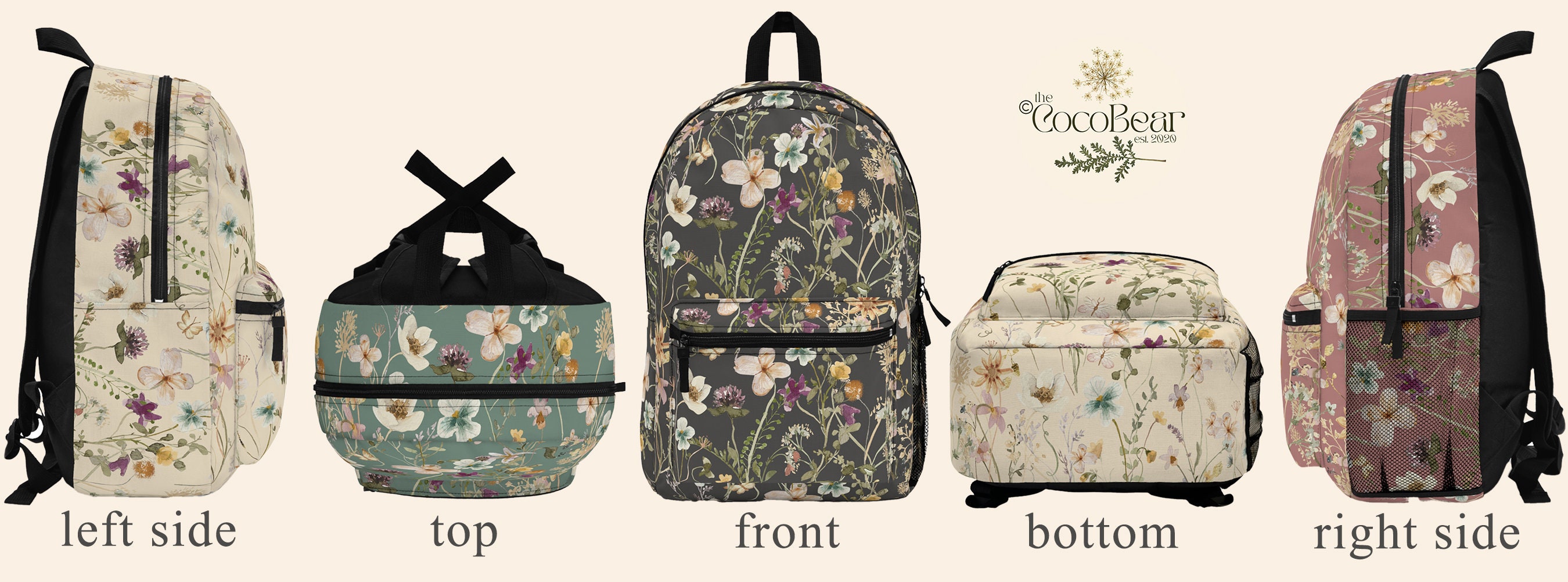 Floral BOHO Cloth Full Size Back Pack Colorful Boho Backpack for Adventures | Bohemian, Hippie  main image 4