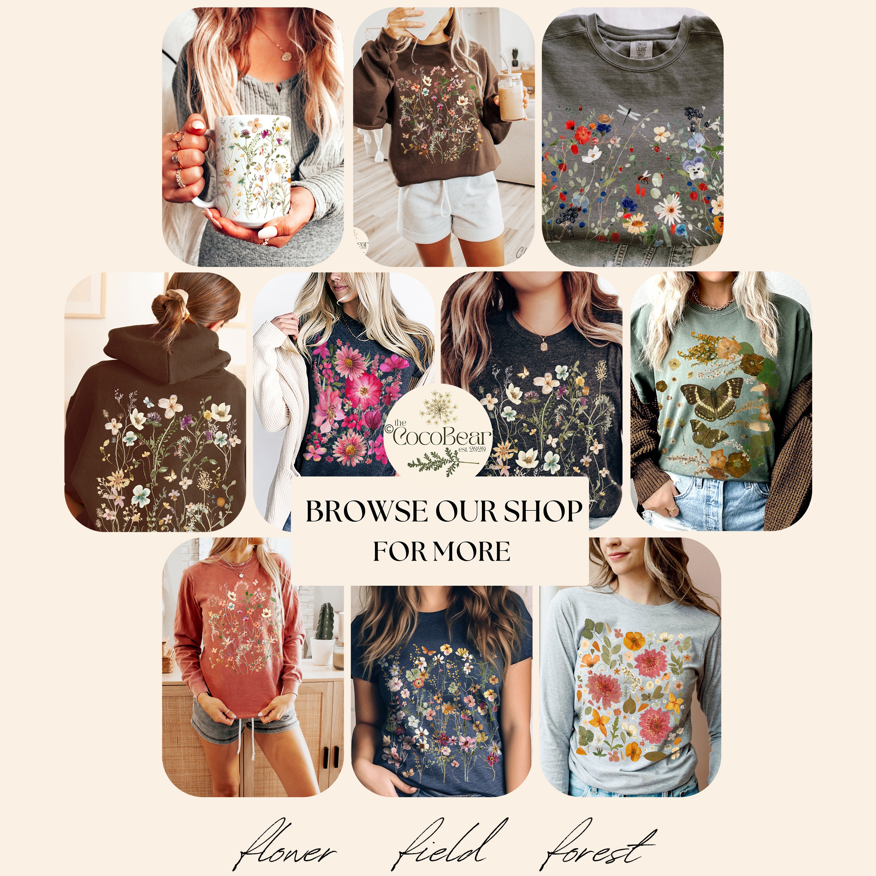 Pressed Flowers Tshirt, Boho Wildflowers Cottagecore Shirt, Oversized Vintage Botanical Tee, Pastel Floral Nature Shirt, Garden Lover Gift