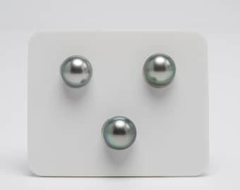 Lime Green 9-10mm - SNR AAA/AA Quality Tahitian Pearl Trio Set ER464