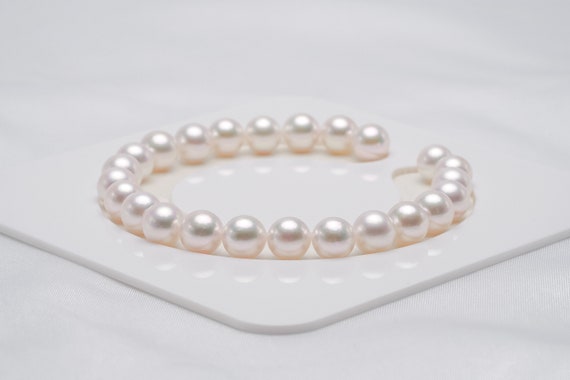 7-8mm natural Japanese Akoya white round pearl bracelet 18k 7.5-8" Charming AAA 