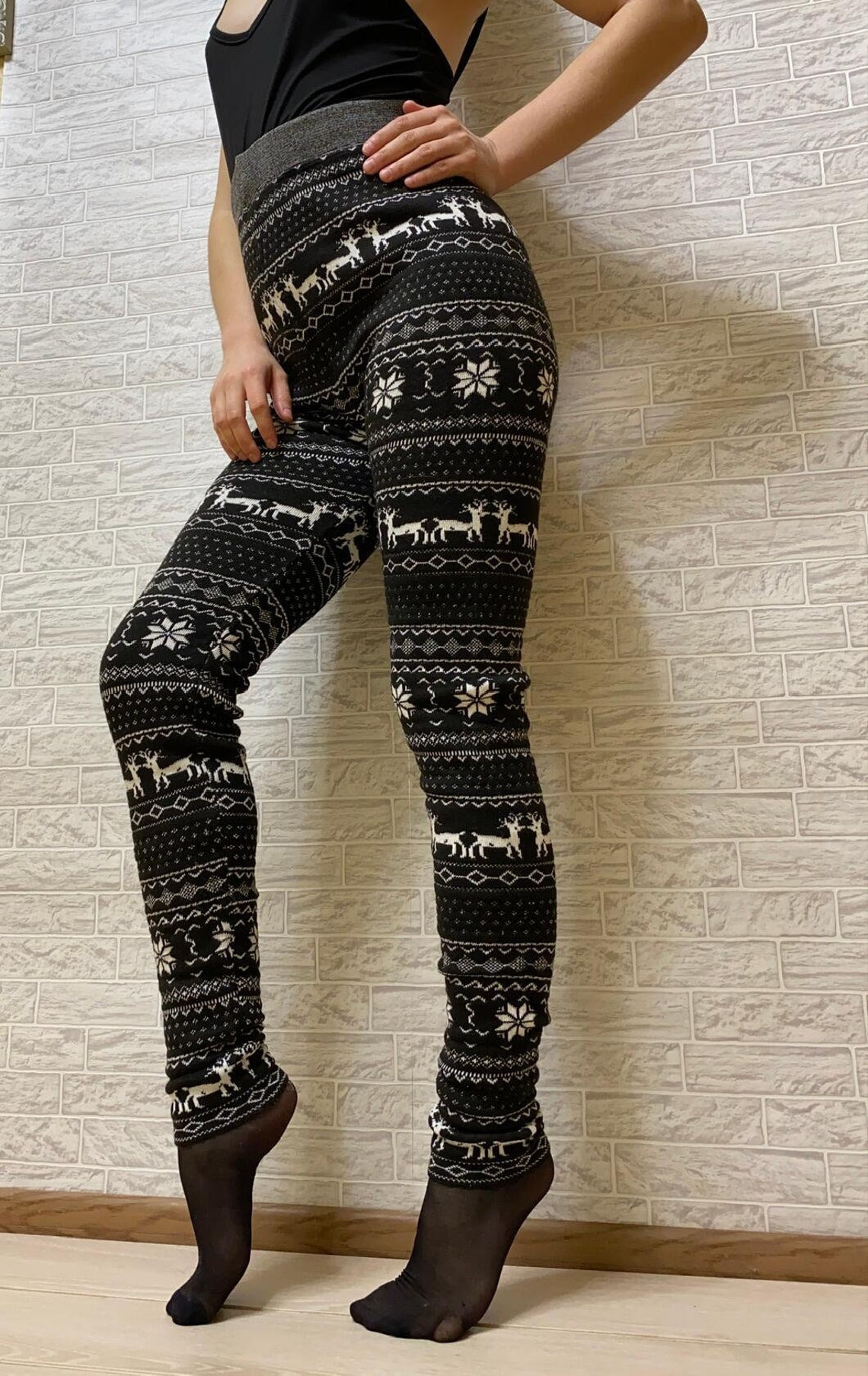 Winter leggings women Beige wool pants Knitted warm leggings Etsy