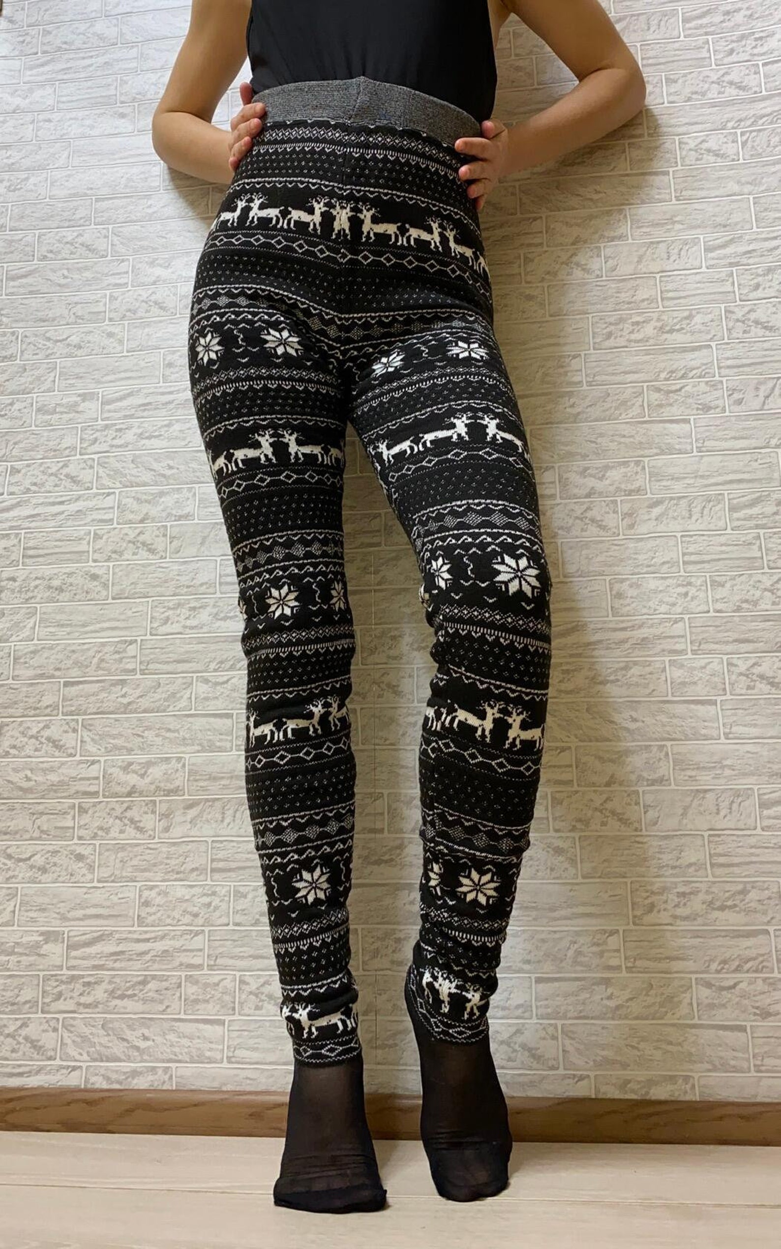 Winter leggings women Beige wool pants Knitted warm leggings | Etsy