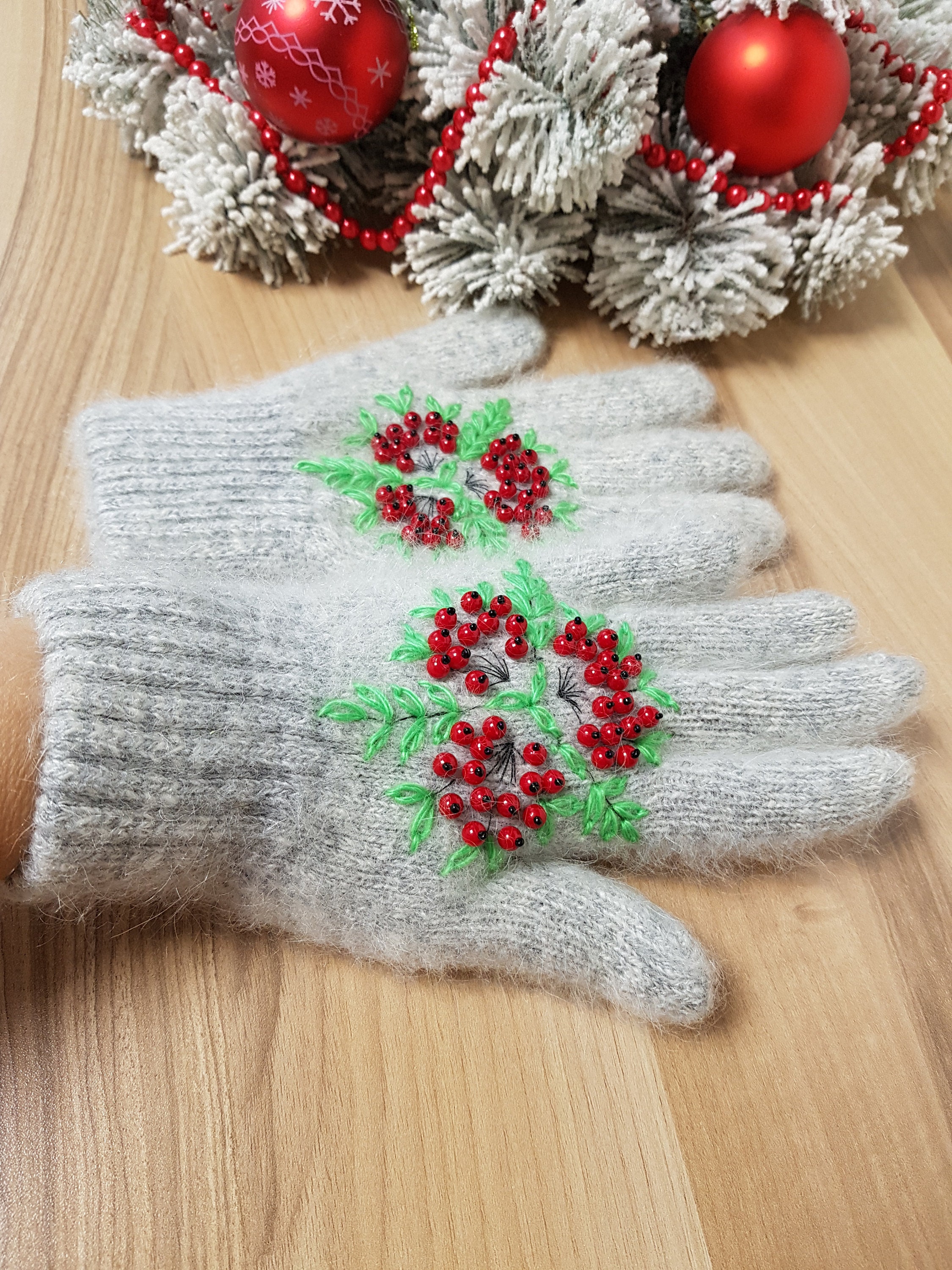 Knitted wool gloves women Fluffy mohair gloves ladies Cute Etsy