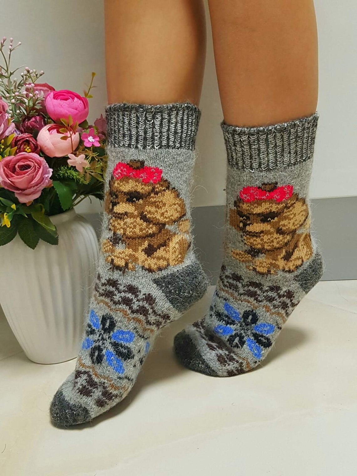 Belles chaussettes de laine épaisses femmes tricot de fil de Etsy
