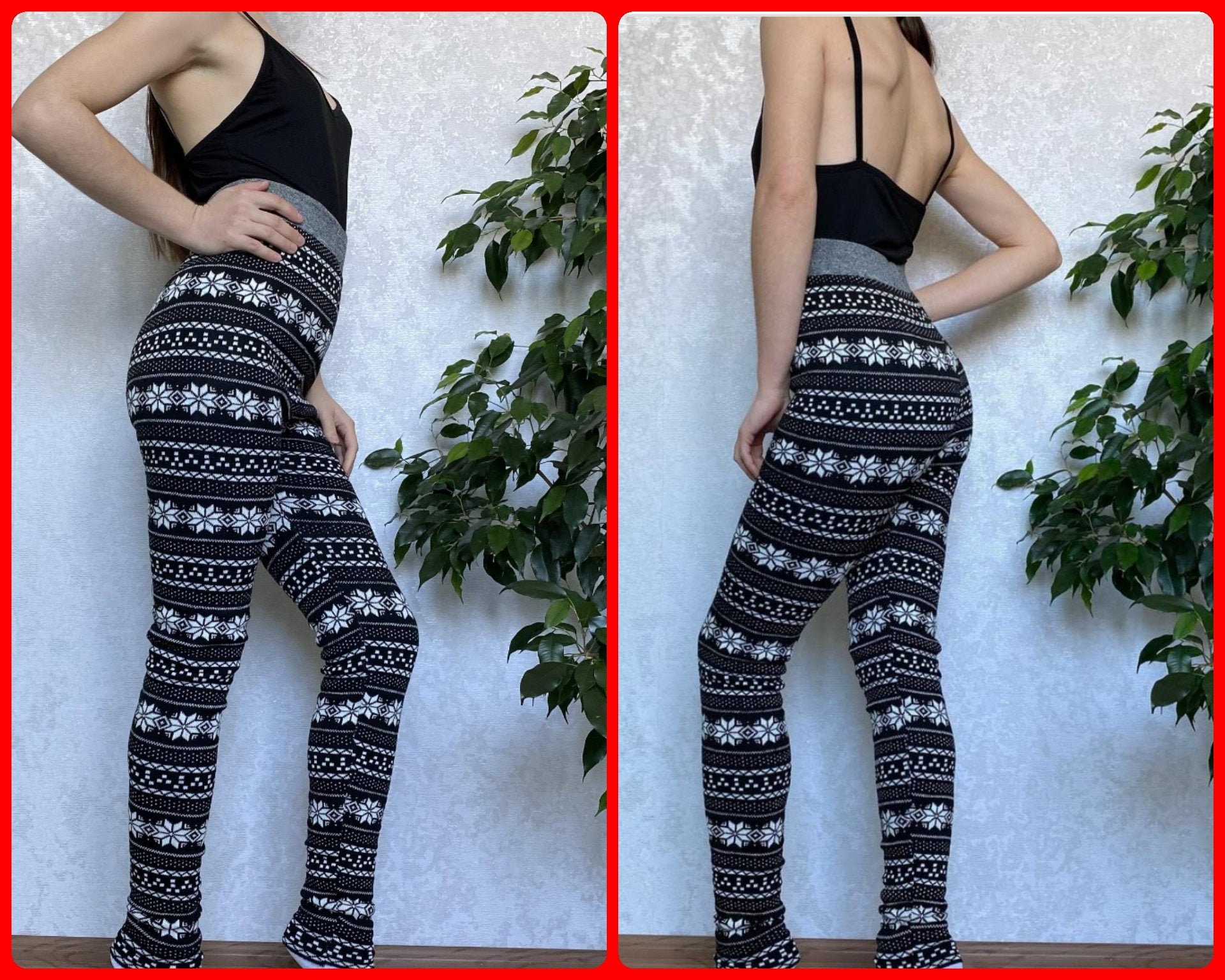 Winter leggings women Beige wool pants Knitted warm leggings Etsy