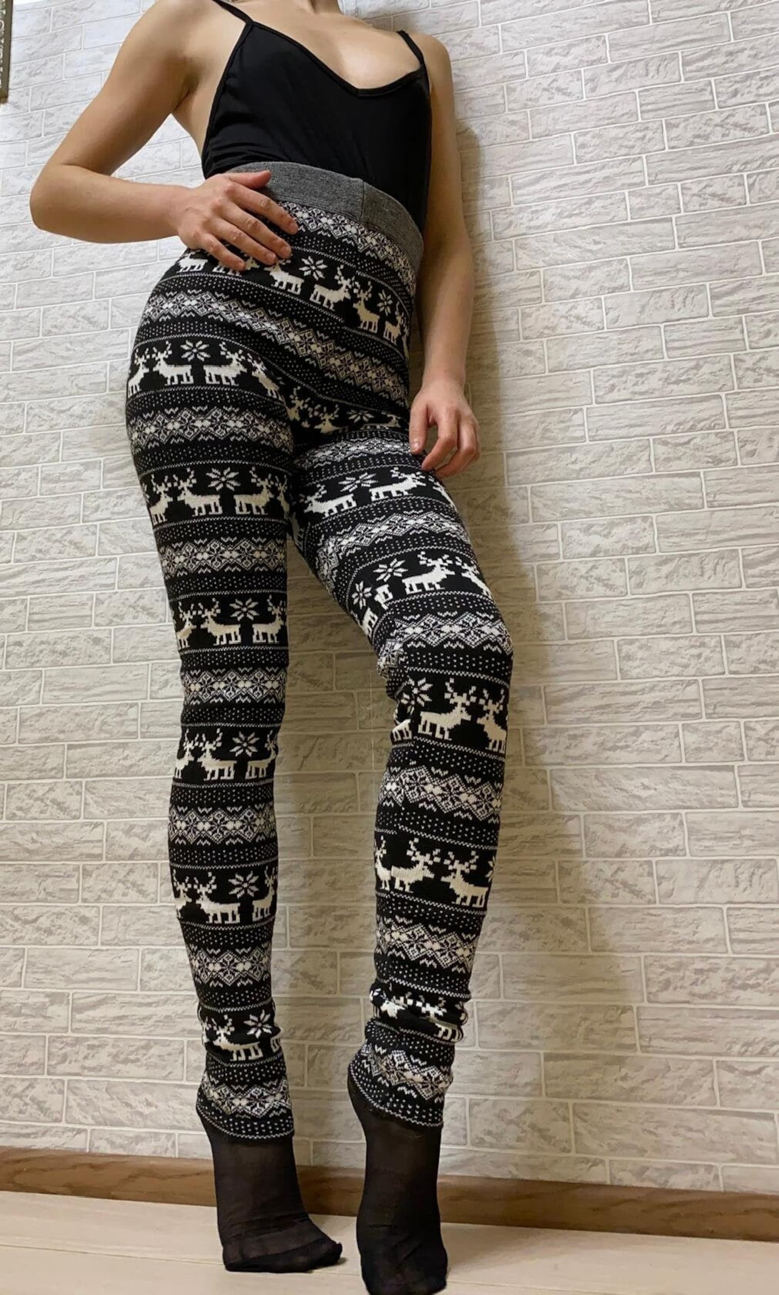 Winter leggings women Beige wool pants Knitted warm leggings Etsy