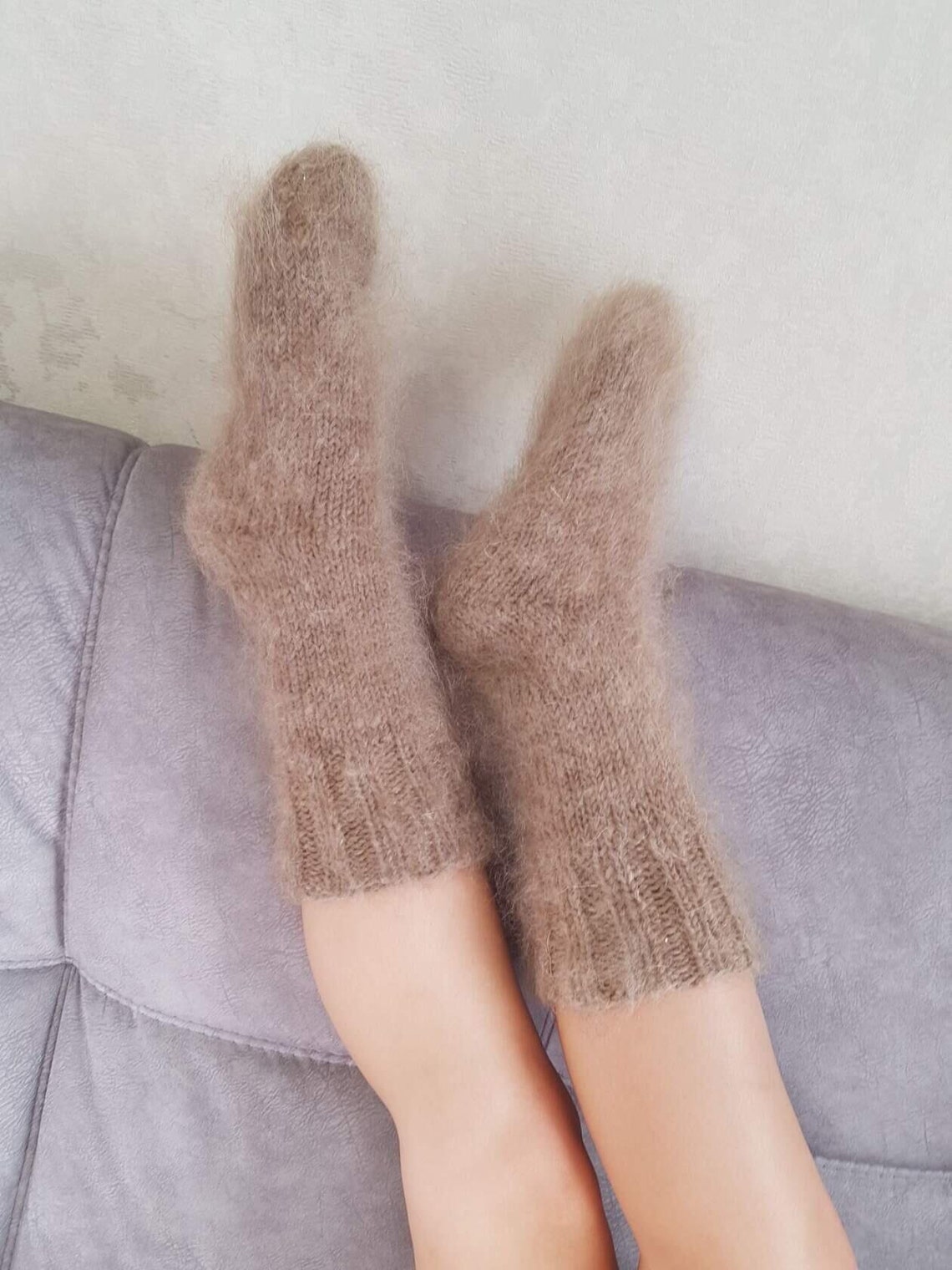 Warm socks women/Dog hair socks/Fluffy socks/Thick hand knit Etsy