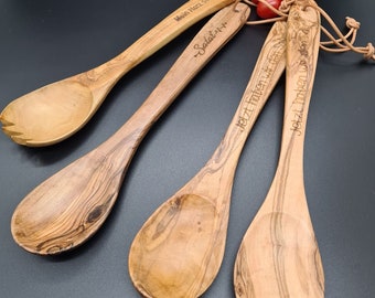 Salad cutlery made of olive wood about 35 cm - unique - gift -personalized - sayings - Father's Day - Mother's Day - kitchen - cooking - kitchen accessories