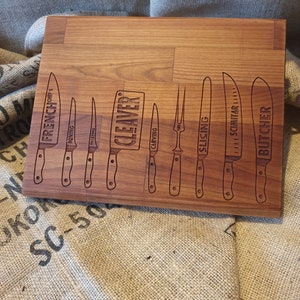 Cutting board -Handmade - Cuttingboard - Knife types -Cherry wood - Gift - Birthday - Father&#39;s Day - Kitchen -personalized - Unique