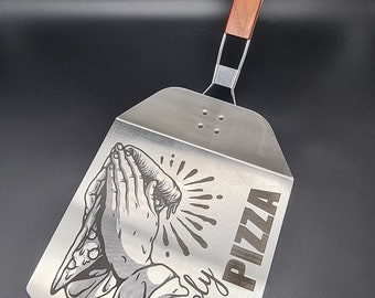 Folding stainless steel pizza server - PIZZA - Preparation and serving - Pizza shovel - Stainless steel pizza server with wooden handle