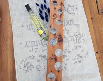 Personalized cherry wood schnapps board, schnapps butler with feet & 8 glasses, stag hunting schnapps board, men's gift, Father's Day decoration