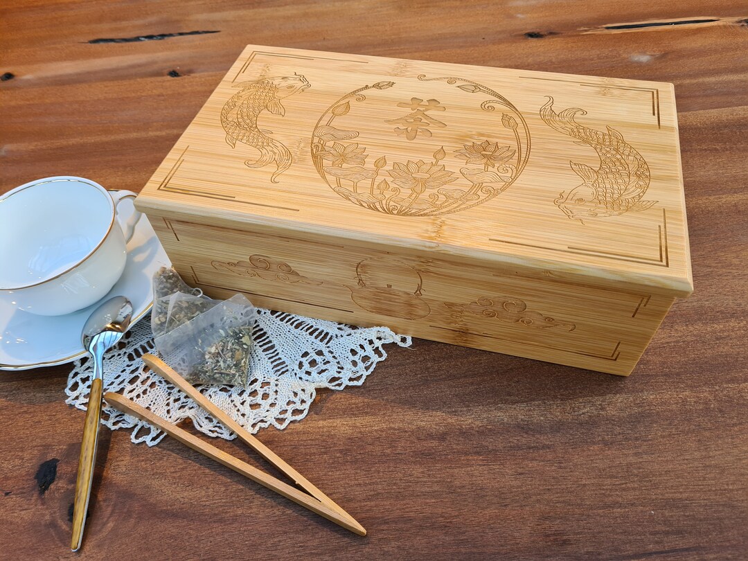 Bamboo Tea Box - Decorative Box for Your Tea Bags - Tea Organizer ...