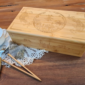 Tea box made of bamboo - Decorative box for your tea bags - Tea organizer - Vintage tea box - Tea time - Gift - Tea organizer - Gift