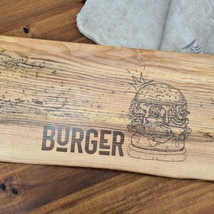 Burger serving board - sideboard made of ash wood - handmade - cutting board - unique - kitchen - cooking - gift - customizable