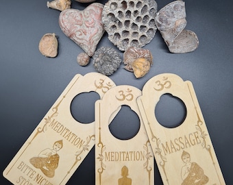 Door hanger for door handle door handle massage practice meditation decoration wood customizable physiotherapy practice doctor doctor