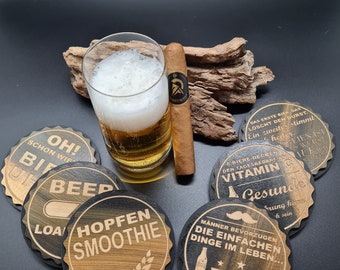 Bier Glasuntersetzer Bierdeckel Unikate Holz Kork Bierdeckel Handarbeit Cocktails Untersetzer Coaster Geschenk Party Bar Hausbar Bartender