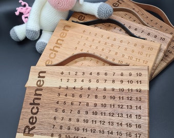 Learning board for children - Playfully learn the plus arithmetic - Learning numbers made easy - Wood