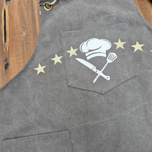 Star chef apron with pockets, BBQ apron, BBQ apron, Baking apron, Garden apron, Personalizable, Kitchen aprons, Bib aprons
