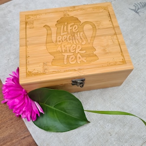 Bamboo Tea Box - Decorative Box for your Tea Bags - Tea Organizer - Vintage Tea Box - Tea Time - Gift - Tea Organizer - Gift