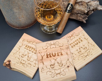 RUM Wood Glass Coaster Unique Wood Cork Beer Mats Handmade Cocktails Coaster Gift Party Bar Bartender Active