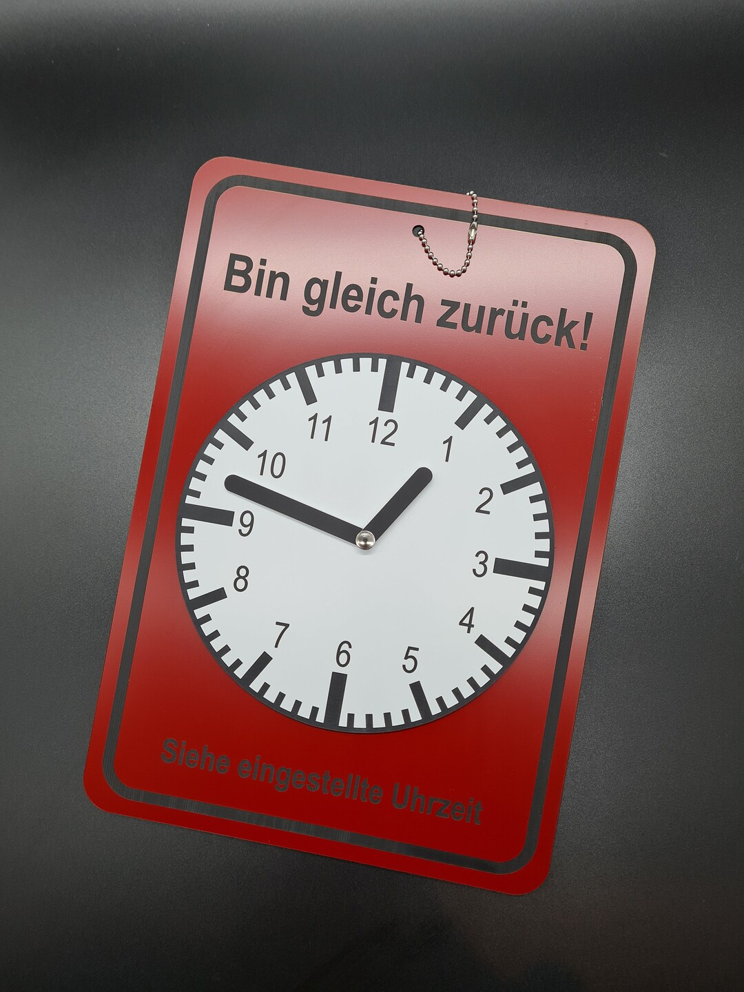 Türschild Bin gleich wieder zurück Uhrzeiger Uhr Geschäft