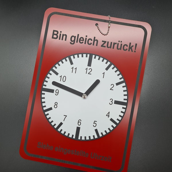 Türschild - Bin gleich wieder zurück - Uhrzeiger - Uhr - Geschäft - Eigenkreation - verschiedene Farben - bunt - Handarbeit - Uhrschild