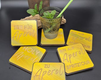 Aperol glass coaster made of wood, gift, Christmas, handmade, coaster, gift, bar, bartender, drinking, cocktails