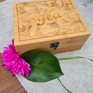 Bamboo Tea Box - Decorative Box for your Tea Bags - Tea Organizer - Vintage Tea Box - Tea Time - Gift - Tea Organizer - Gift