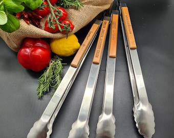 Huasean Pinze da cucina, pinze per barbecue - Pinza con impugnatura ergonomica per grigliare - Pinze per alimenti in metallo con impugnatura comoda