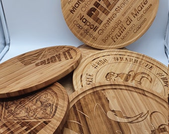Pizza plate, wooden plate, bamboo plate, bamboo pizza plate, snack plate, serving plate, serving platter, plate, gift idea, pizza, engraving