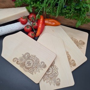 Set of 4 Snack Board - Cutting Board - Breakfast Board - Beech Wood - Vespers - Dinner - Snack - Snack - Wooden Board - Personalized - Gift