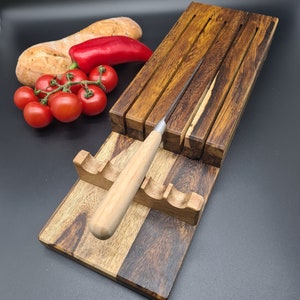 Knife Block for The Drawer Drawer Knife Block Handmade Wood Unique Handmade Gift Birthday Kitchen Knife Cooking