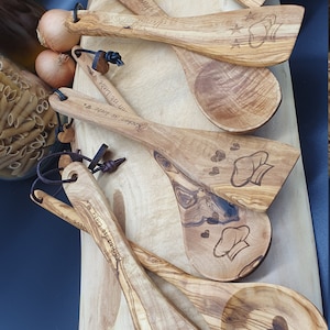 Set van 2 spatels en kooklepels van olijfhout keuken keukenaccessoires koken ster keuken koken is liefde harten koksmuts gepersonaliseerd