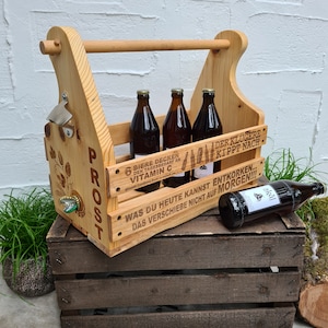 Wooden box with handle and magnetic opener-men&#39;s handbag-gift-garden decoration-beer carrier-newspaper rack-beer gift