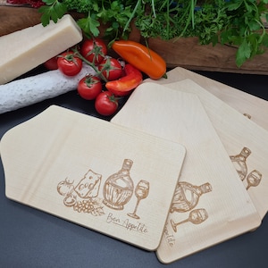 Set of 4 Snack Board - Cutting Board - Breakfast Board - Beech Wood - Vespers - Dinner - Snack - Snack - Wooden Board - Personalized - Gift