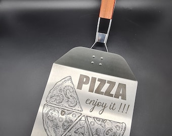Folding stainless steel pizza server - PIZZA - Preparation and serving - Pizza shovel - Stainless steel pizza server with wooden handle