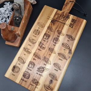 Sushi serving board - Sideboard made of acacia wood - Handmade - Cuttingboard - Unique - Kitchen - cooking - Gift - customizable