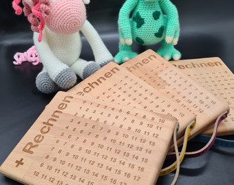 Learning board for children - Playfully learn the plus arithmetic - Learning numbers made easy - Wood