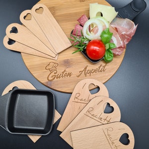 Pans coaster for raclette + slide - handmade - wood - unique pieces - handmade - set of 6 -raclette- raclette accessories -New Year's Eve