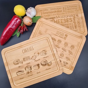 Serving board - Sideboard made of bamboo wood - Handmade - Cuttingboard - Unique - Kitchen - cooking - Gift
