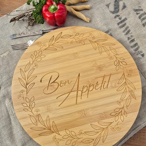 Plato giratorio para servir de bambú, plato giratorio redondo para la cocina, plato giratorio, idea de regalo, servir, fiesta, restaurante, servir