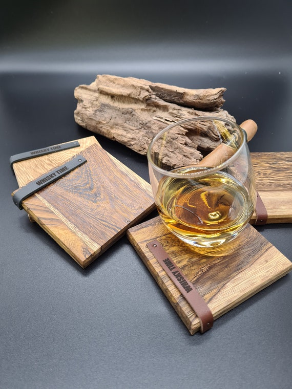 Whiskey Glass Coaster Whiskey Men's Gift Unique Wooden Handmade