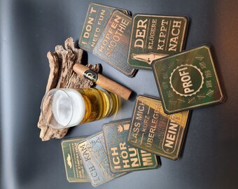 Bier Glasuntersetzer Unikate Männergeschenk Holz Kork Bierdeckel Handarbeit Untersetzer Coaster Geschenk Party Bar Hausbar Bartender