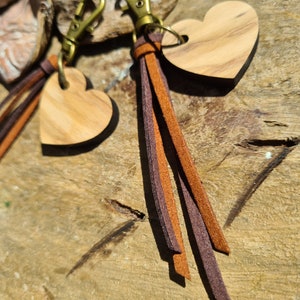 Heart Keychain Made of Olive Wood Customizable Key Pendant Unique Keychains Handmade Wood Gift Gift