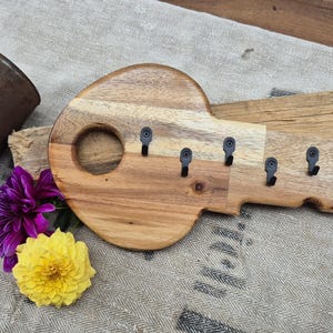 Handmade decorative key rack in the shape of a key, wood, key storage, key rack, customizable
